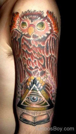 Owl Tattoo Design On Half Sleeve 5-TB1133