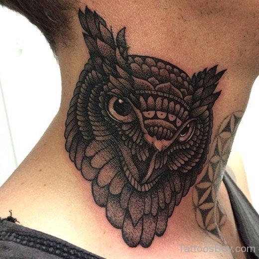 Owl Tattoo Design On Neck-TB14067