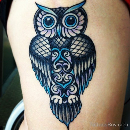 Owl Tattoo Design On Thigh-TB14068