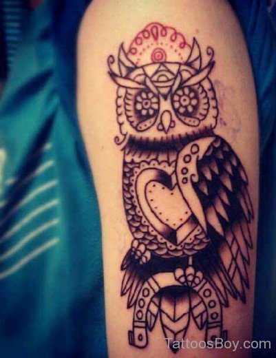 Owl Tattoo On Bicep 