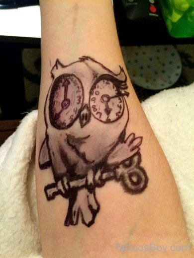 Owl Tattoo  On Foot