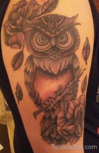 Owl Tattoo On Half Sleeve