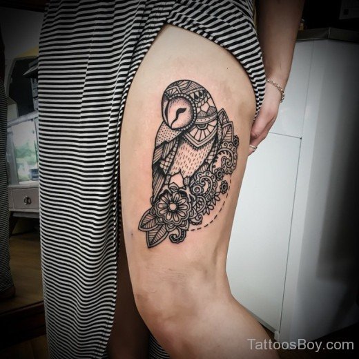 Owl Tattoo On Thigh