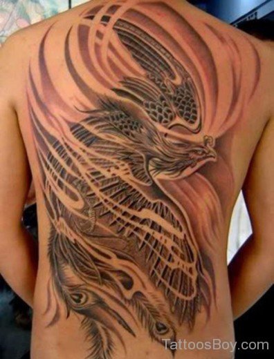 Phoenix Tattoo Design On Full Back-TB14065