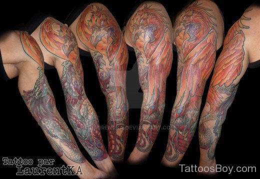 Phoenix Tattoo Design On Full Sleeve-TB1076