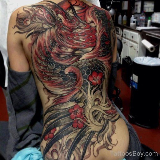 Phoenix Tattoo On Full Back-TB14078