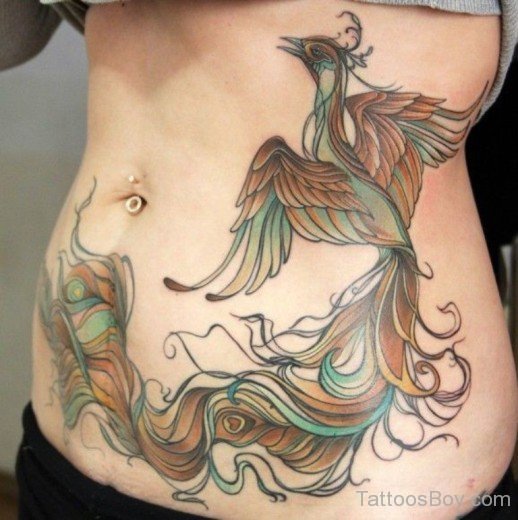 Phoenix Tattoo On Stomach