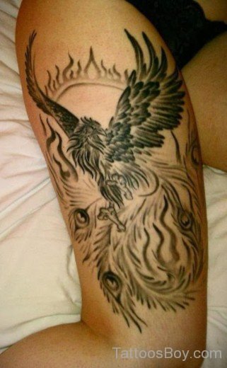 Phoenix Tattoo On Thigh