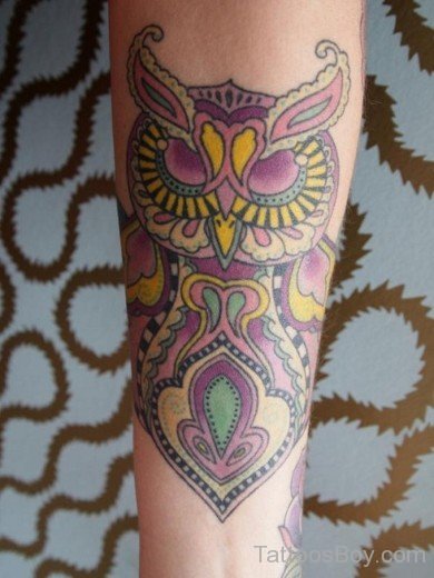 Pink Owl Tattoo