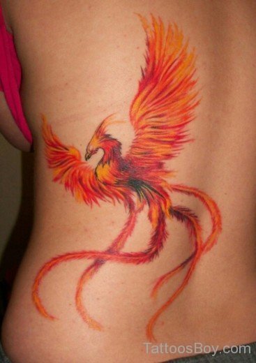 Pretty Phoenix Tattoo On Back-TB14087