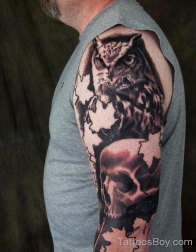 Realistic Owl Tattoo On Arm-TB1157