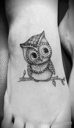 Small Owl Tattoo On  Foot-TB14088
