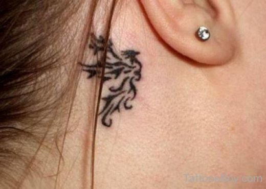 Small Phoenix Tattoo On Behind Ear-TB14091
