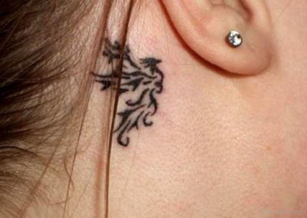 Small Phoenix Tattoo On Behind Ear | Tattoo Designs, Tattoo Pictures