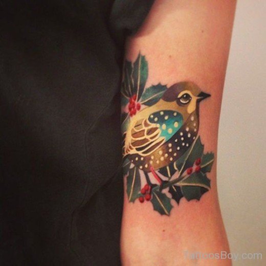 Stylized Bird Tattoo On Bicep-TB14083