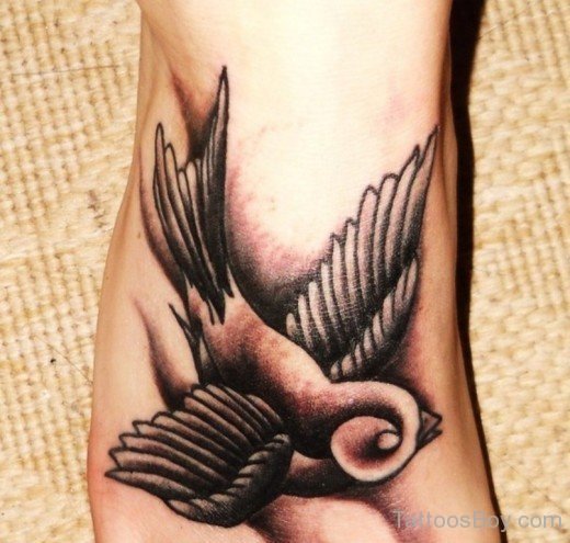 Swallow Tattoo On Foot
