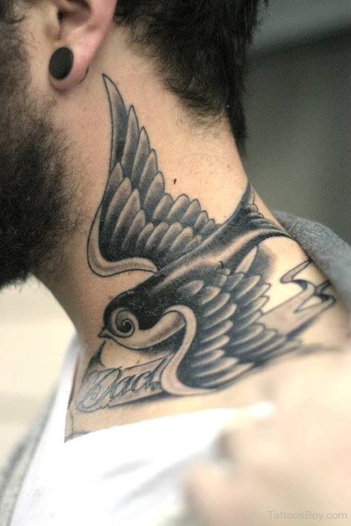 Swallow Tattoo On Neck - Tattoos Designs