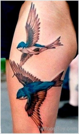 Swallow Tattoo Design On Thigh-TB1463
