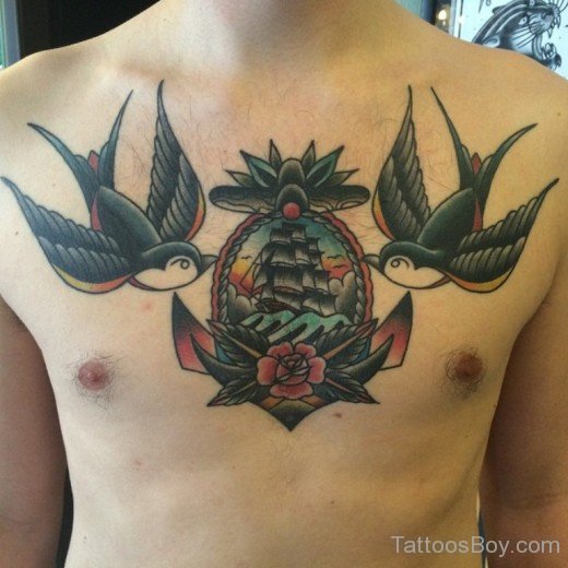 Swallow Tattoo On Chest