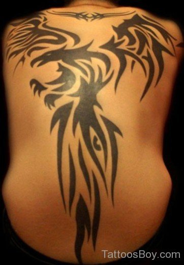 Tribal Phoenix Tattoo On Back-TB14094