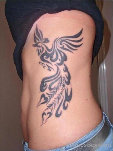 Tribal Phoenix Tattoo On Rib-TB1111