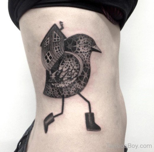 Unique Bird Tattoo On Rib