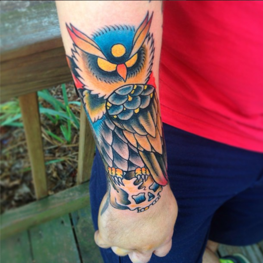 Unique Owl Tattoo On Wrist-TB1188