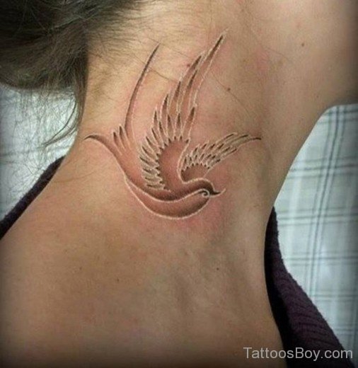 Unique Swallow Tattoo On Neck-TB1480