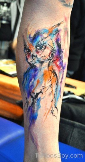 Watercolor Owl Tattoo Design '-TB1190