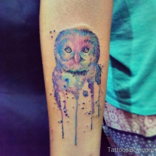 Watercolor Owl Tattoo