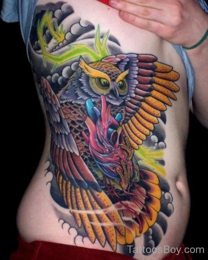 Wonderful Owl Tattoo On Rib-TB1196