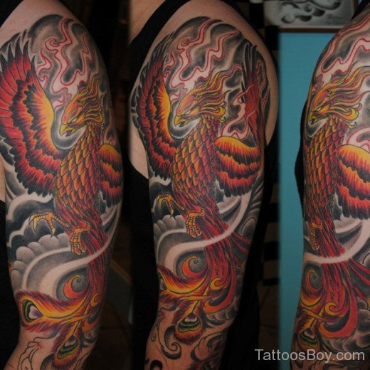 Wonderful Phoenix Tattoo On Half Sleeve-TB14100