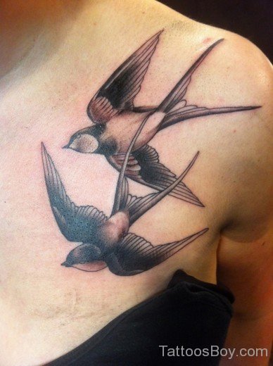 Wonderful Swallow Tattoo On Chest-TB1483
