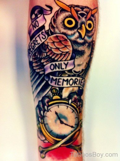 Wording And Owl Tattoo Design-TB1199
