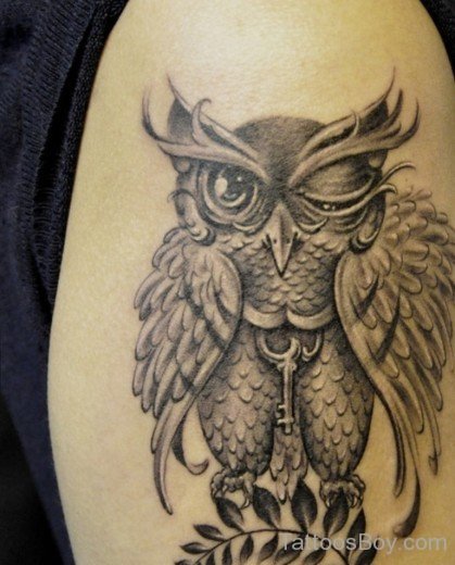 Wording And Owl Tattoo